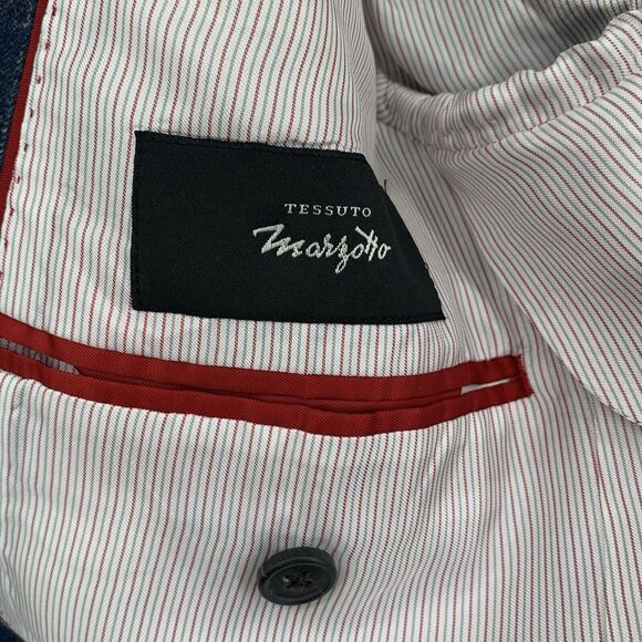 Brooks Brothers Red Fleece Mens Wool Pinstripe Jacket 40L Stretch Lined Blue - Picture 10 of 16